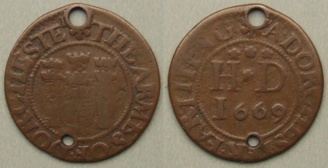 Dorchester, town issue 1669 farthing N884
